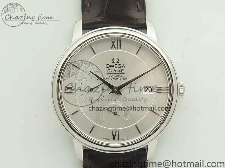 0119 FashionForward De Ville Prestige Real Power Reserve SS TW 1:1 Best Edition White Dial SS Markers On Leather Strap A 8095